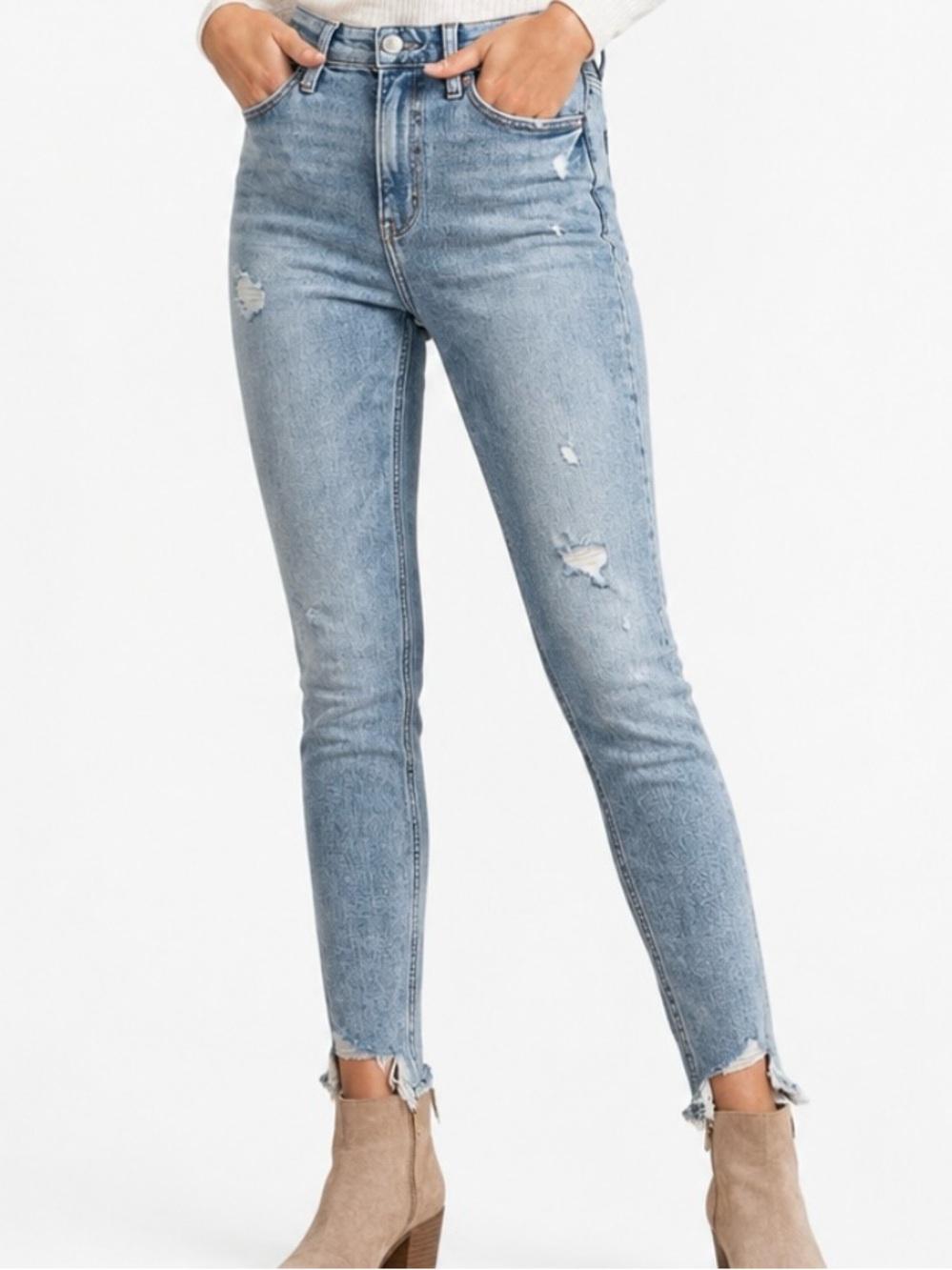 GAP Acid Wash Distressed Raw Hem Universal Jeggings 10/30 X-Long